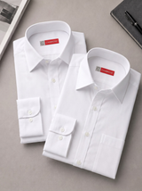 Cambridge Men's Oxford Formal Shirt Combo – 2 Plain White Full Sleeves Cotton Blend Shirts