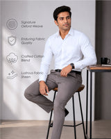 Cambridge Men's Oxford Formal Shirt – Plain White Cotton Blend
