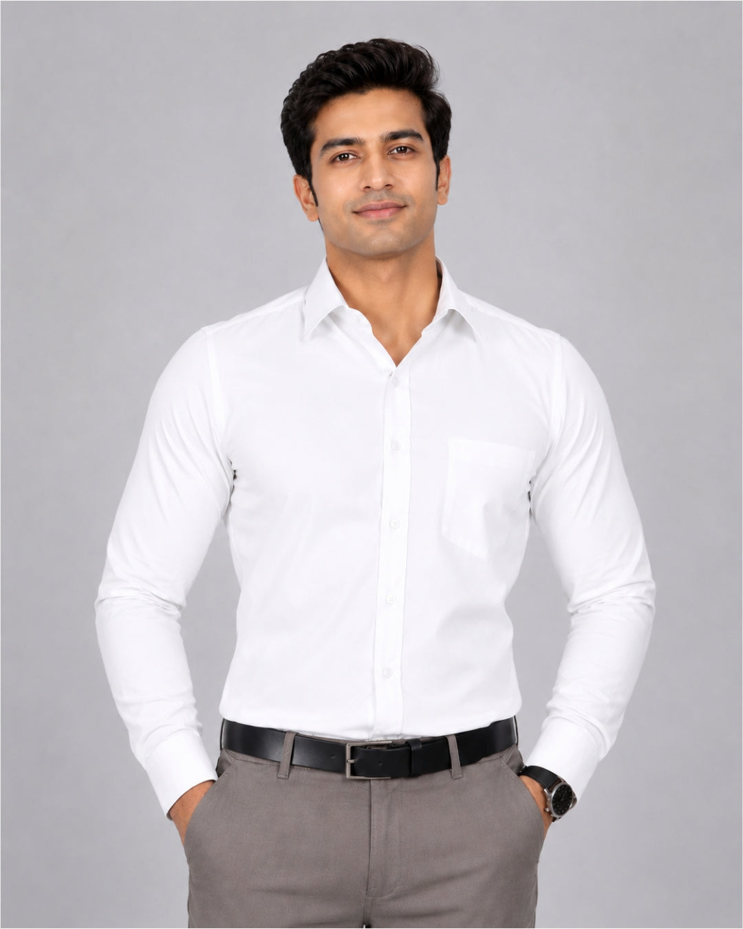Cambridge Men's Oxford Formal Shirt – Plain White Cotton Blend