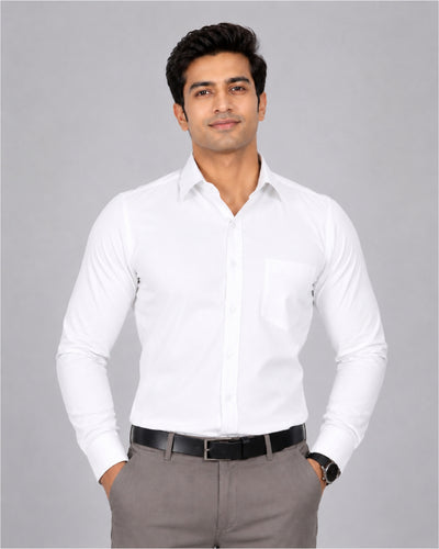 Cambridge Men's Oxford Formal Shirt – Plain White Cotton Blend