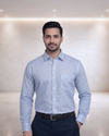 Mens Navy Blue Bresol 31112 A Full Sleeves Shirt