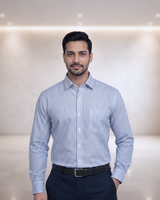 Mens Navy Blue Bresol 31112 A Full Sleeves Shirt