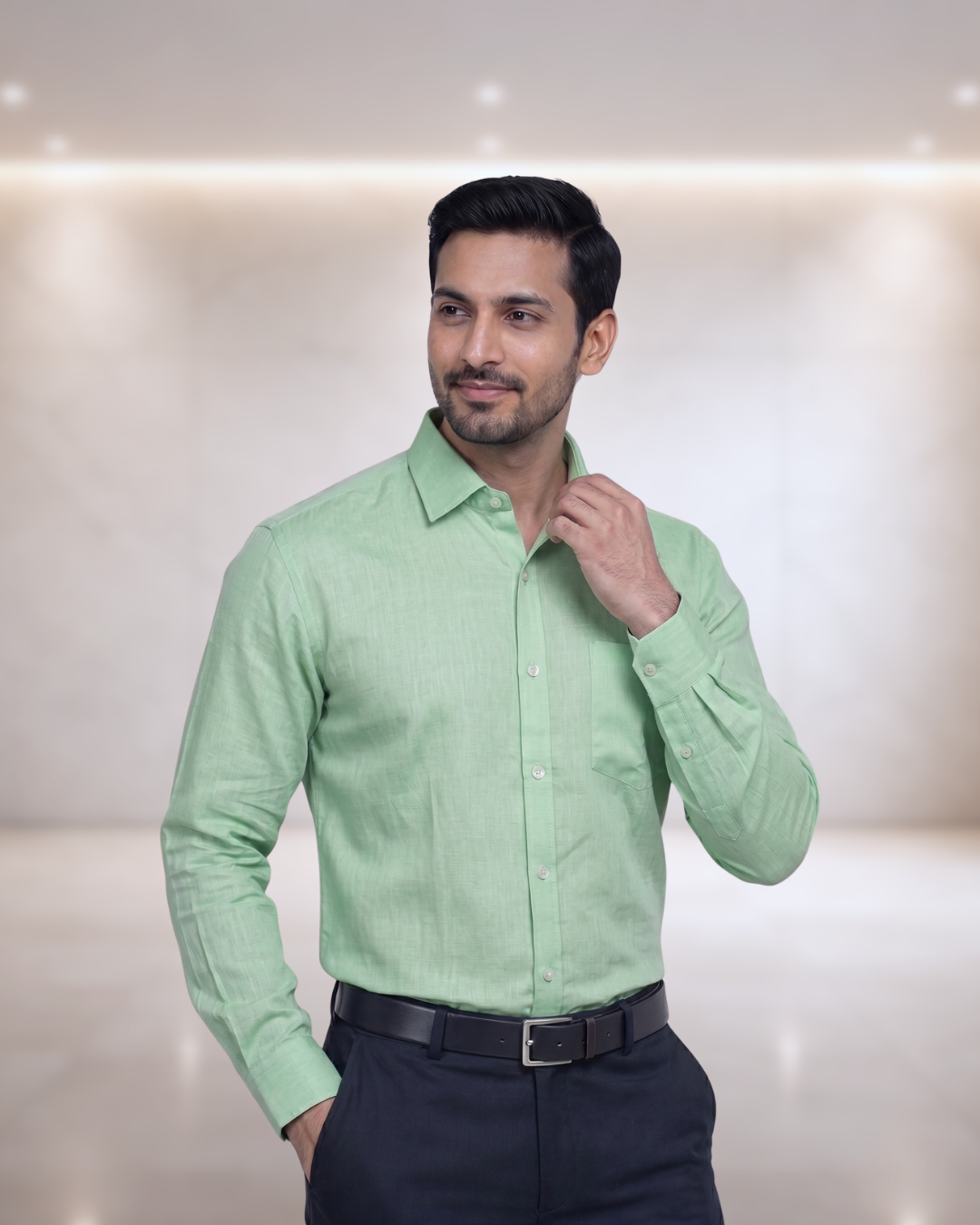 Mens Green Cooltex (B) Full Sleeves Shirt