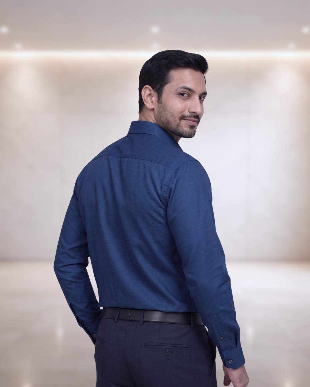 Mens Navy Blue-3 Cv 1481 Full Sleeves Shirt