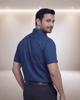 Cv 1481 Navy Blue Mens Half Sleeves Shirt