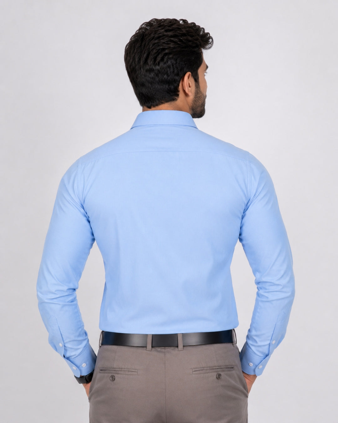 Cambridge Men's Oxford Formal Shirt – Plain Blue Cotton Blend