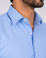 Cambridge Men's Oxford Formal Shirt – Plain Blue Cotton Blend