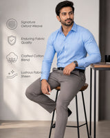 Cambridge Men's Oxford Formal Shirt – Plain Blue Cotton Blend