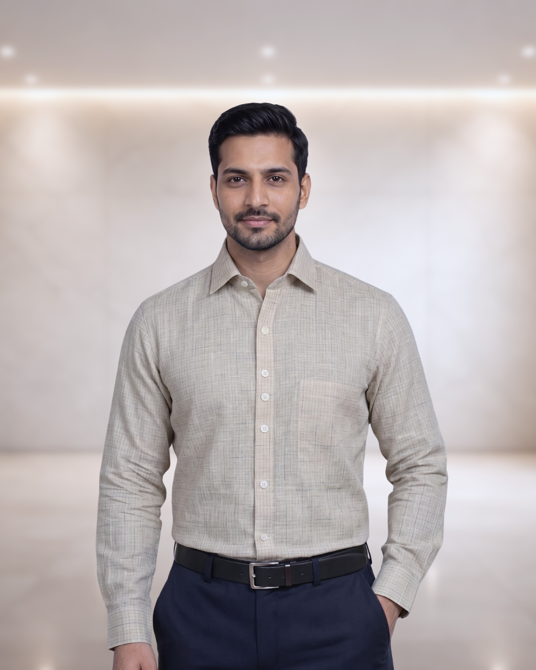 Mens Beige Figo 194 Full Sleeves Shirt