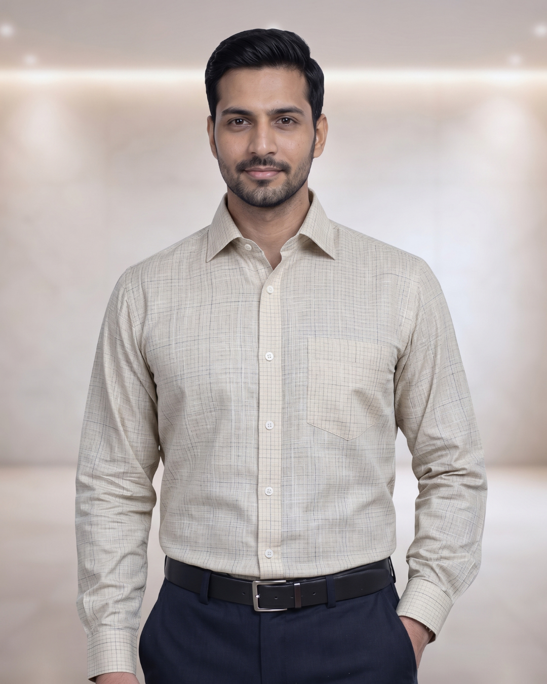 Mens Cream Figo 194 Full Sleeves Shirt