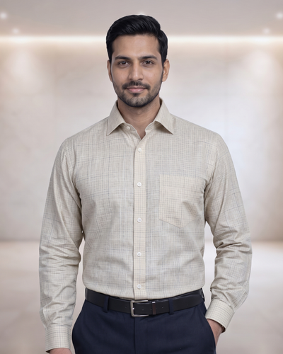 Mens Cream Figo 194 Full Sleeves Shirt