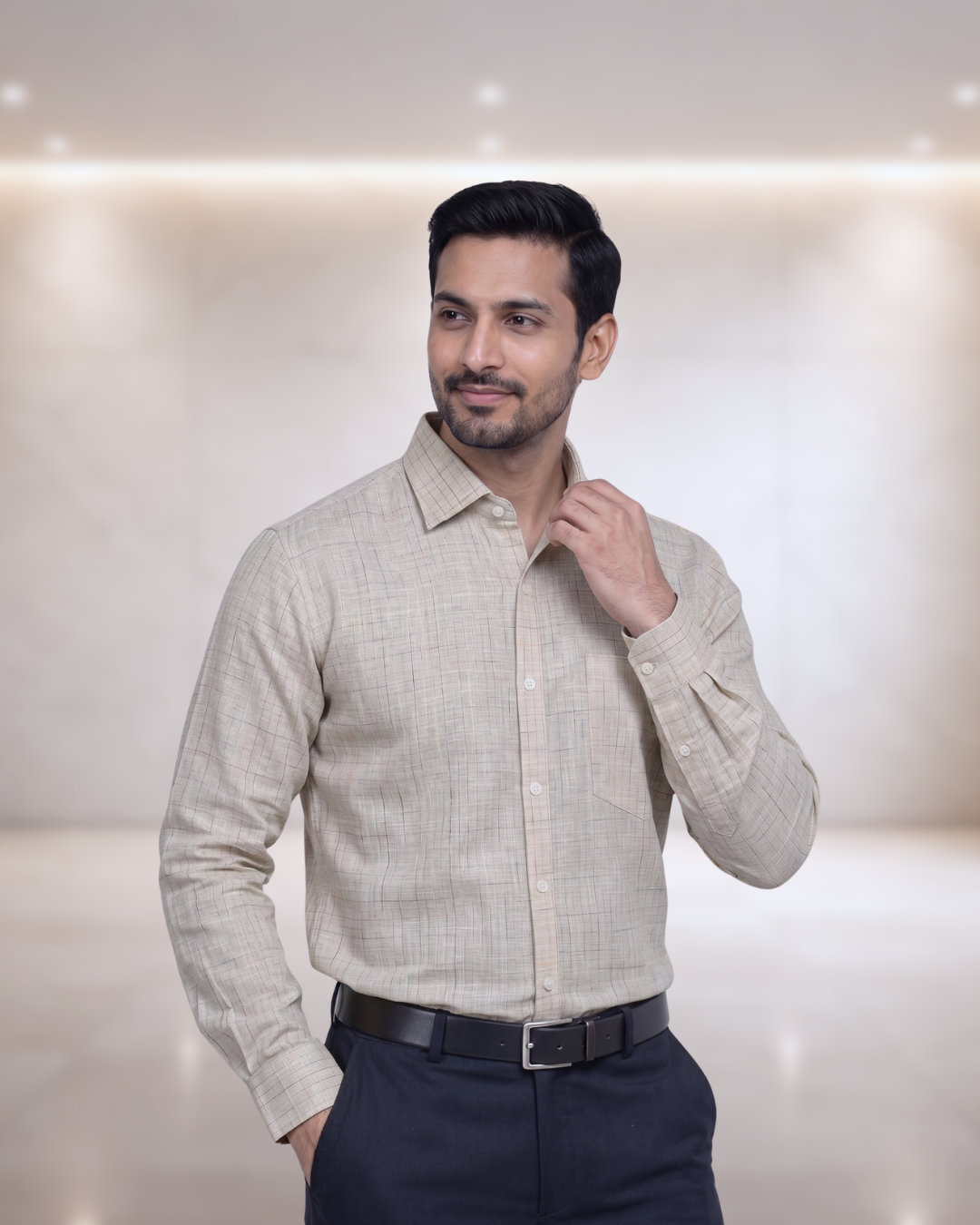 Mens Beige Figo 195 Full Sleeves Shirt