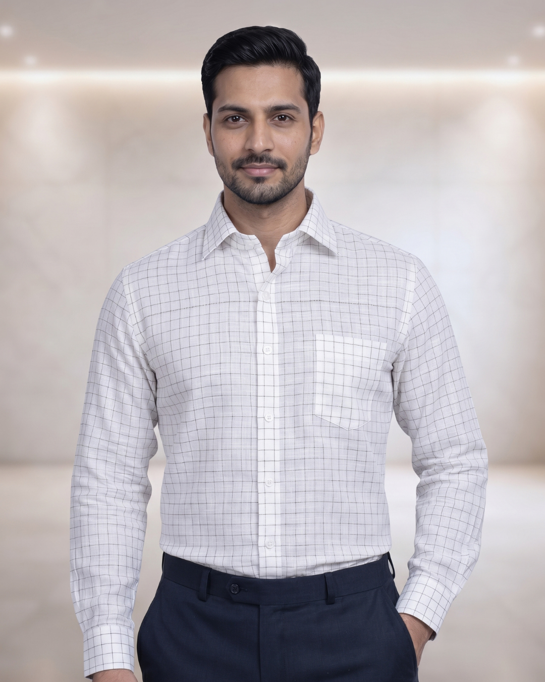 Mens White Figo Fg4A Full Sleeves Shirt