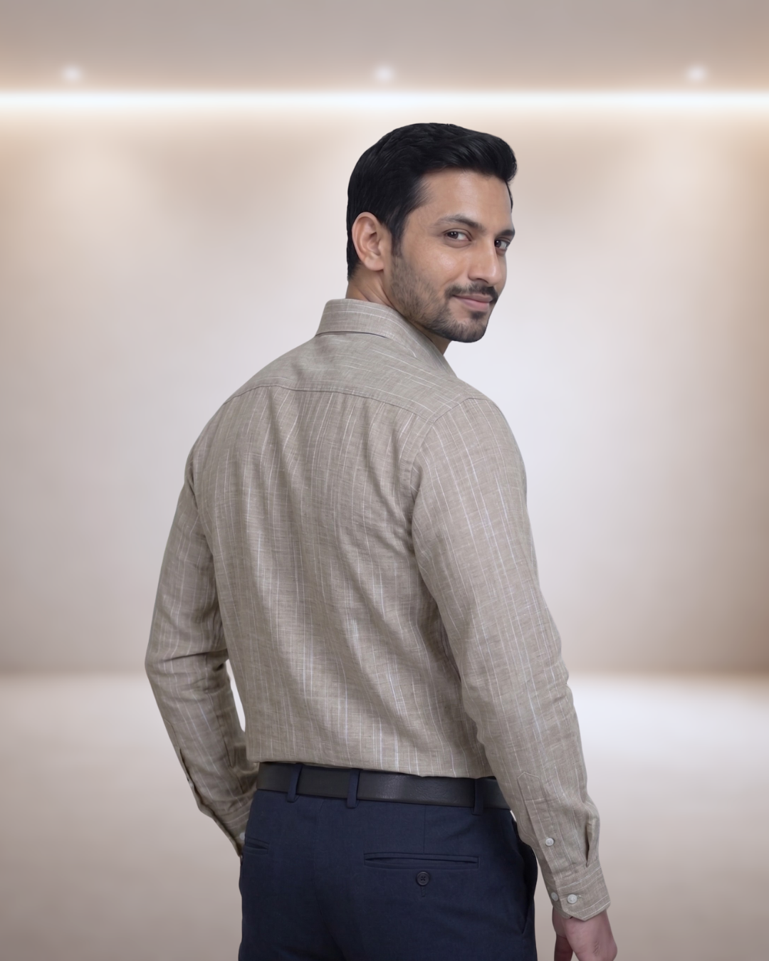 Mens Light Brown Figo Pn4D Full Sleeves Shirt