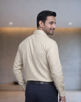 Mens Off White Gold Linen 179 Full Sleeves Shirt