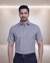 Gold Linen 65059A Grey Mens Half Sleeves Shirt