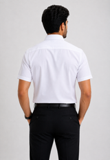 Foursquare White Signature Half Sleeve Cotton Shirt