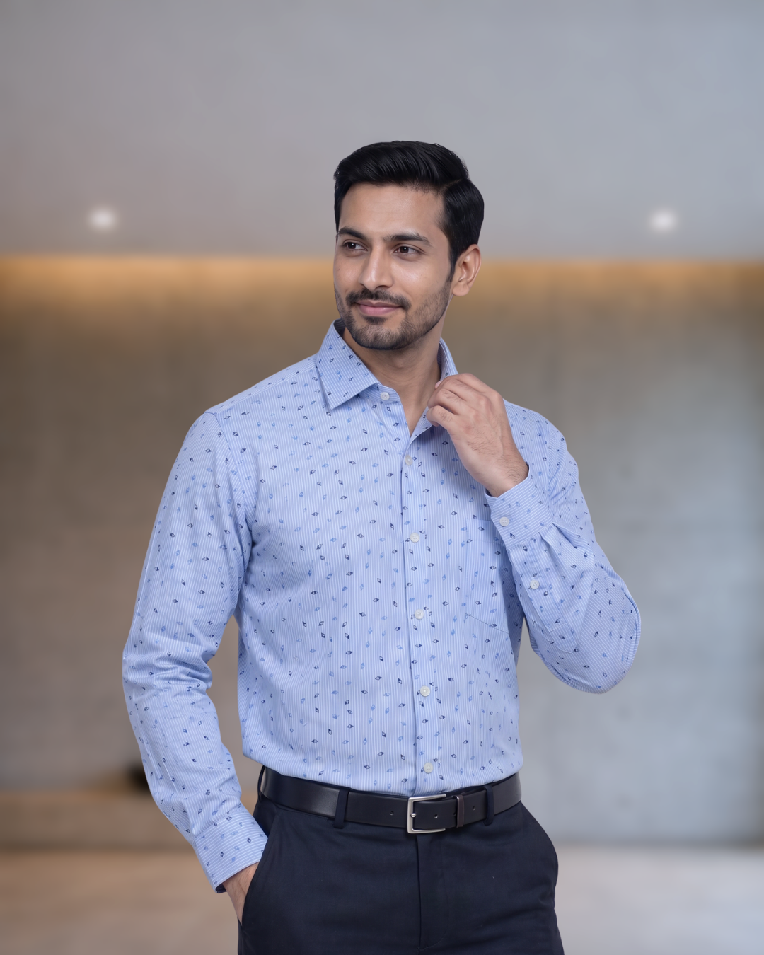 Mens Blue Ic 3006 Full Sleeves Shirt