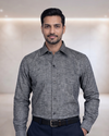 Mens Grey-12 Milton Linen Full Sleeves Shirt