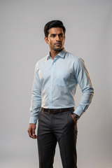 Mens Turq Blue-B Orian 25751 Full Sleeves Shirt