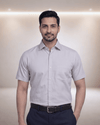 Orian 3056 D Light Grey Mens Half Sleeves Shirt