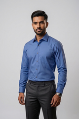 Mens Blue-22 Paris Cotton 22 Full Sleeves Shirt
