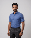 Paris Cotton 22 Blue Mens Half Sleeves Shirt