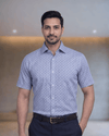 Poland Print 13 Navy Blue Mens Half Sleeves Shirt
