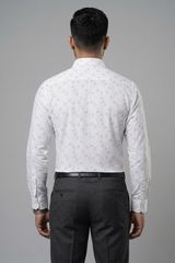 Mens White-56 Rabbit Print Full Sleeves Shirt