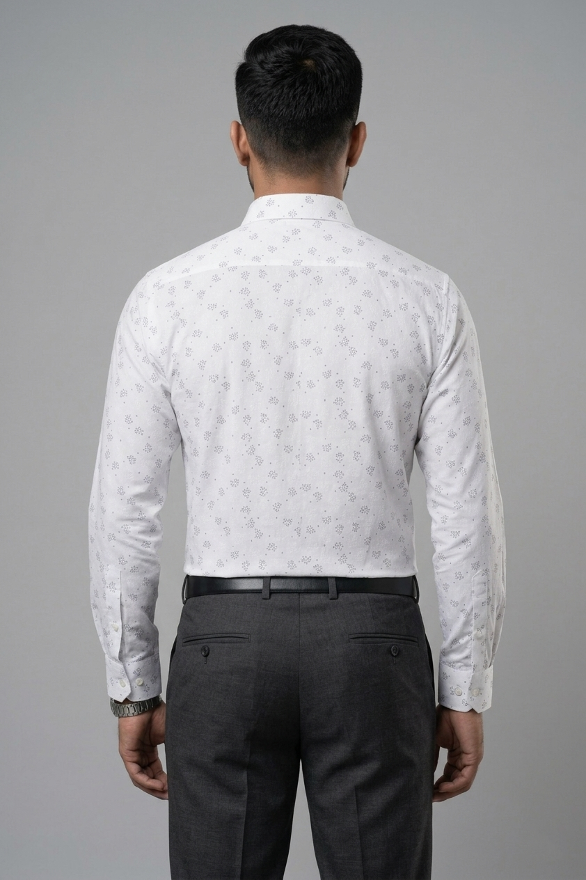 Mens White-56 Rabbit Print Full Sleeves Shirt