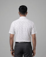 Rabbit Print White Mens Half Sleeves Shirt