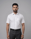 Rabbit Print White Mens Half Sleeves Shirt