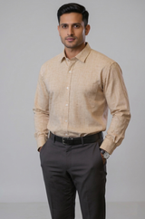 Mens Light Brown-23 Rose Linen Full Sleeves Shirt