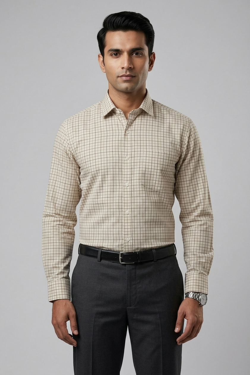 Mens Brown Rs 0038 Full Sleeves Shirt