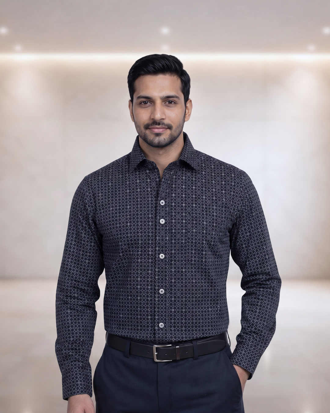 Mens Navy Blue Rs 0956 Full Sleeves Shirt