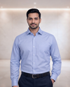 Blue Self-Check Full Sleeve Office Shirt