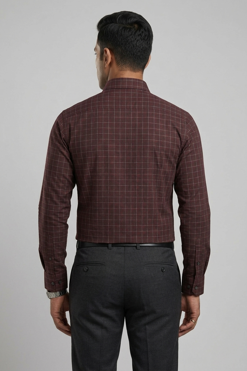 Mens Maroon Rs 6539 Full Sleeves Shirt