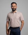 Rs 97509 Beige Mens Half Sleeves Shirt