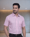 Sak 35815 J Pink Mens Half Sleeves Shirt