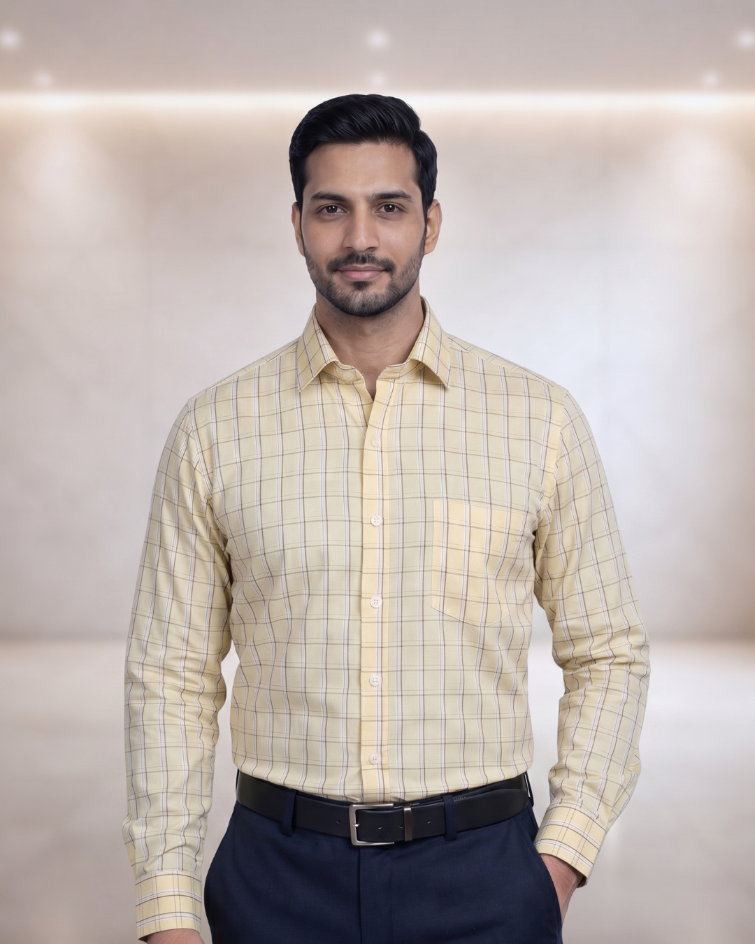 Mens Yellow-2 SAK72032 D Full Sleeves Shirt
