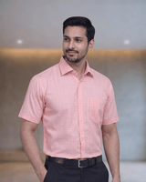 Sf 93084 M Peach Mens Half Sleeves Shirt