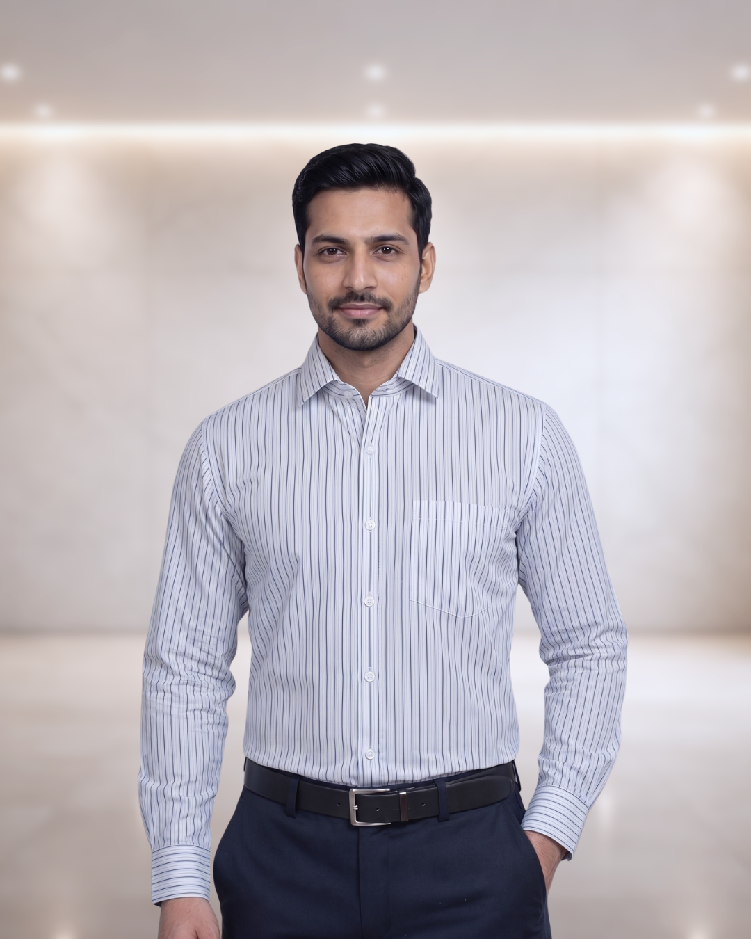 Mens Blue Stk-006 Full Sleeves Shirt