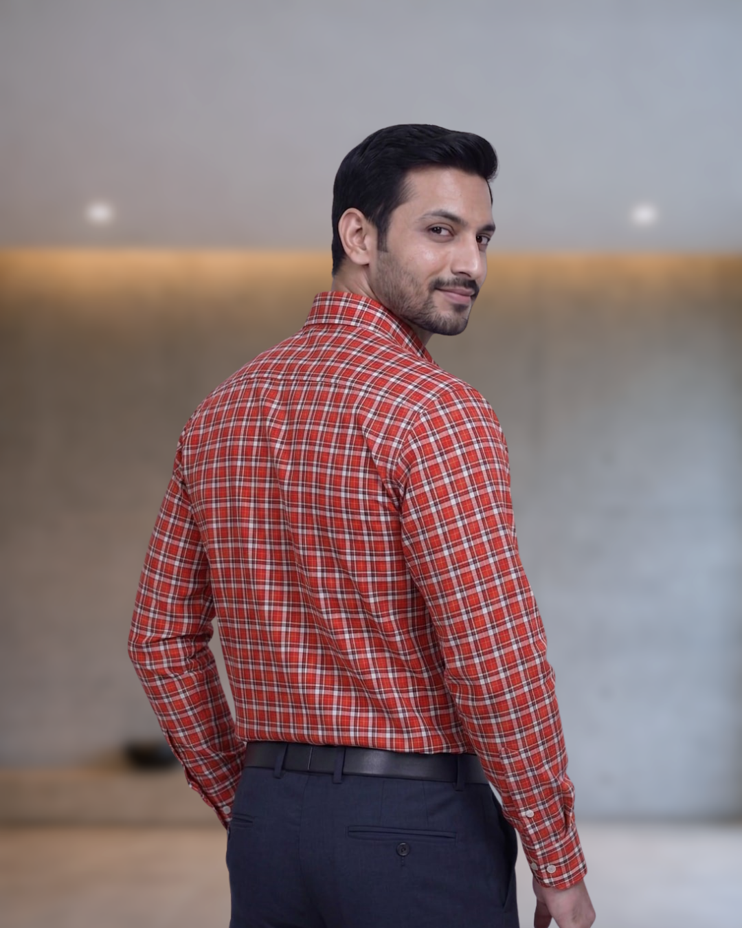 Mens Red Stk-008 Full Sleeves Shirt