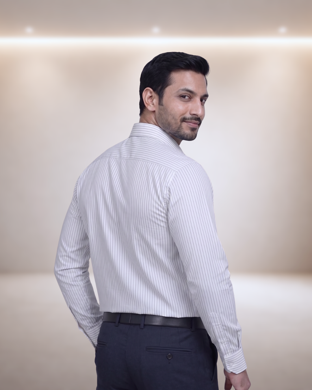 Mens White Stk-014 Full Sleeves Shirt