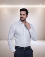 Mens White Stk-014 Full Sleeves Shirt