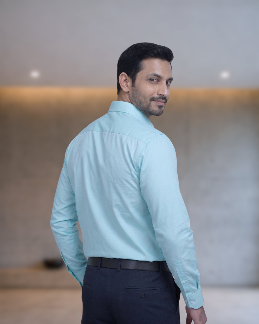 Mens Turq Blue STK-016 Full Sleeves Shirt