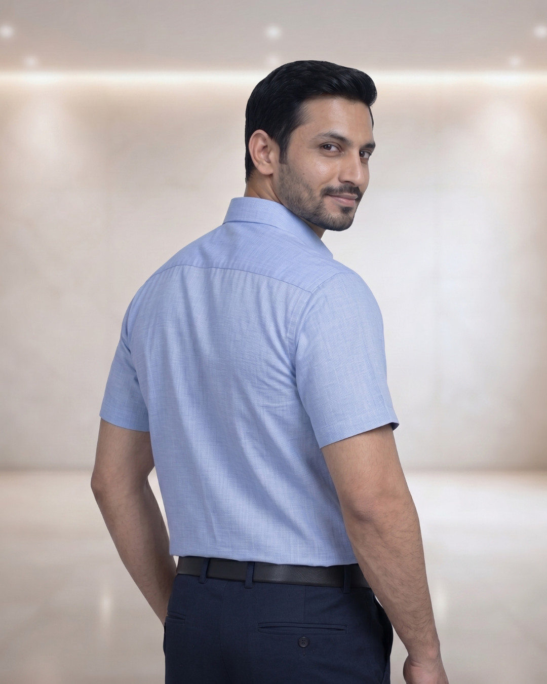 Mens Blue-4 STK-026 Full Sleeves Shirt