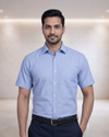 Mens Blue-4 STK-026 Full Sleeves Shirt