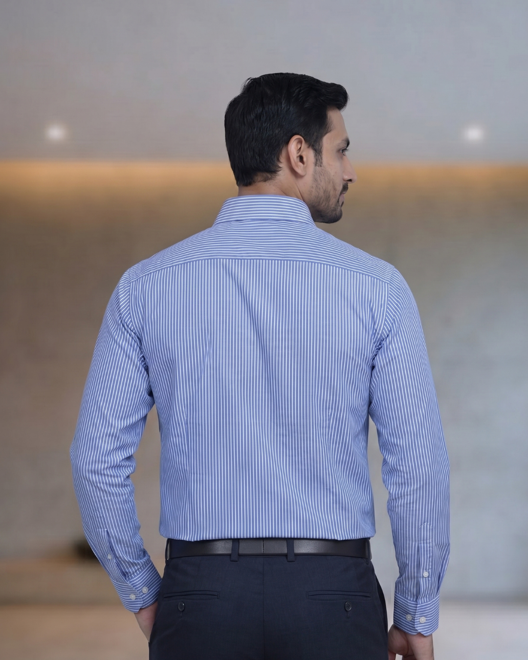Mens Blue Stk-029 Full Sleeves Shirt