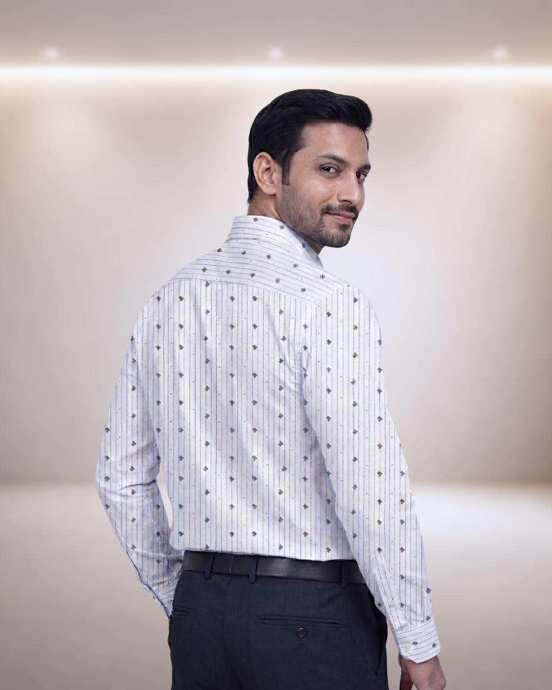 Mens White-5VF0223 Full Sleeves Shirt